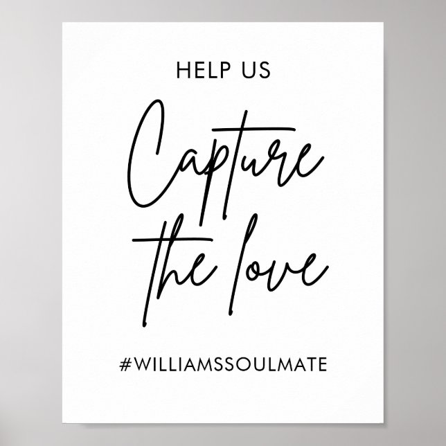 Señal de hashtag de boda imprimible para capturar  (Frente)