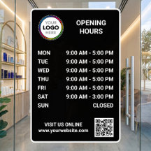 Señal de Horario de Apertura de Tienda Personaliza