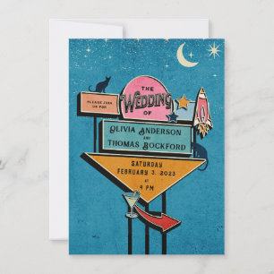 Señal de Invitación de Boda Retro