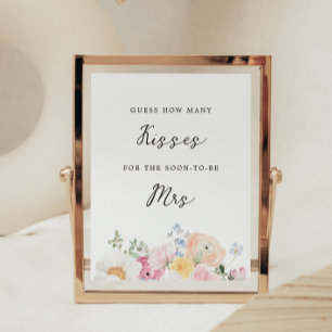 Señal de juego de besos para baby shower floral su