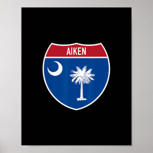 Señal de la bandera de Aiken Carolina del Sur en l