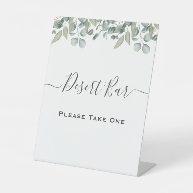 Señal de la barra de postres del Boda Eucalyptus G (Anverso)