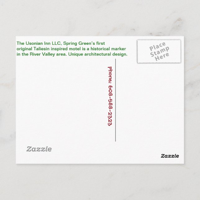 Señal de la calle postal del Usonian Inn (Reverso)