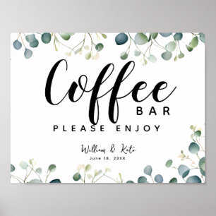 Señal de la estación de bar de café botánico Eucal
