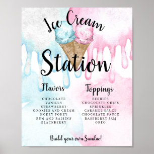 Señal de la estación de helados para revelar el gé