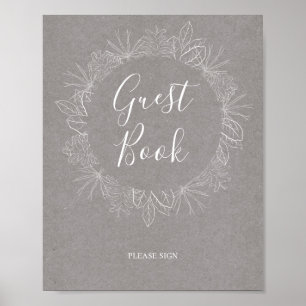 Señal de Libro de Invitados Gris Invierno Rústic