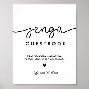 Señal de libro de invitados Jenga de boda imprimib