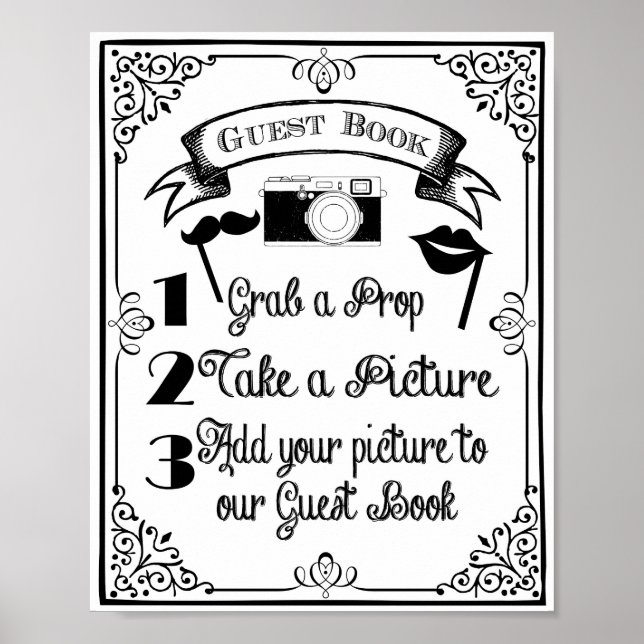 señal de libro de invitados PHOTO BOOTH para boda  (Frente)