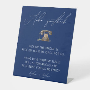 Señal de libro de visitas de audio de Boda azul de