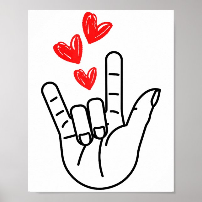 Señal de mano de te amo corazón mujeres chicas San (Frente)