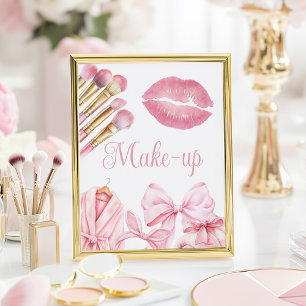 Señal de maquillaje de cumpleaños rosa de fiesta d
