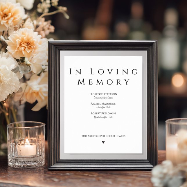 Señal de memorial de boda simple en memoria amoros (In Loving Memory Simple Wedding Memorial Sign
)