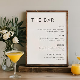 Señal de menú de bar de boda minimalista moderna
