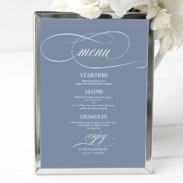 Señal de menú de boda simple azul polvoriento eleg