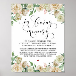 Señal de mesa conmemorativa de boda en memoria amo