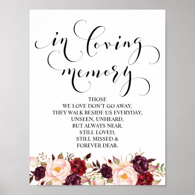 Señal de mesa conmemorativa de boda en memoria amo (Frente)