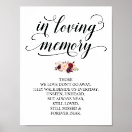 Señal de mesa conmemorativa de boda en memoria amo