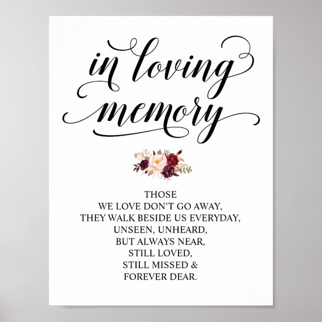 Señal de mesa conmemorativa de boda en memoria amo (Frente)