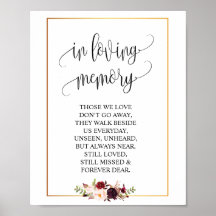 Señal de mesa conmemorativa de boda en memoria amo