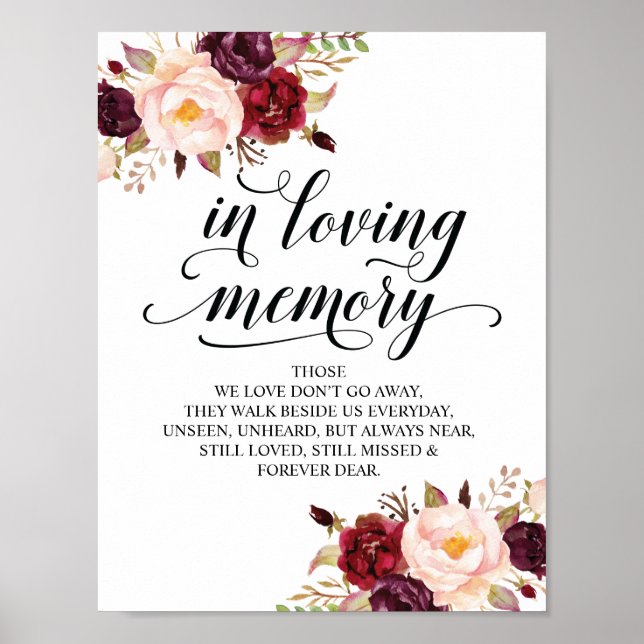 Señal de mesa conmemorativa de boda en memoria v12 (Frente)