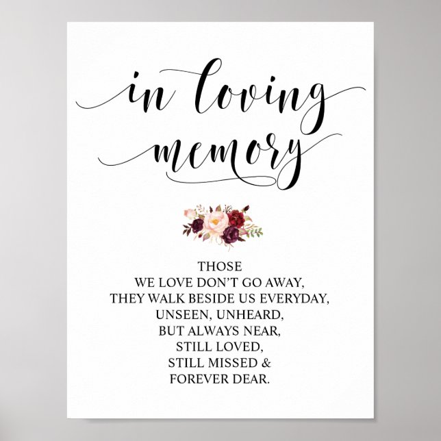 Señal de mesa conmemorativa de boda en memoria v15 (Frente)