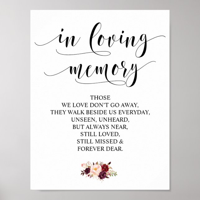 Señal de mesa conmemorativa de boda en memoria v20 (Frente)