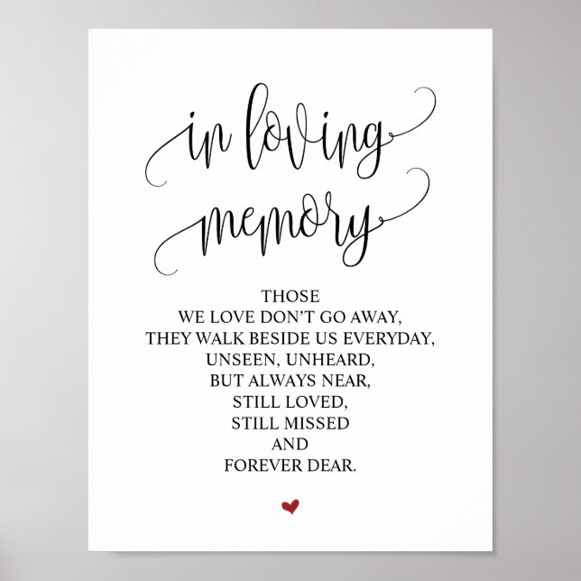 Señal de mesa conmemorativa de boda en memoria v3 (Frente)