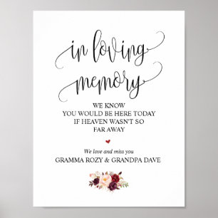 Señal de mesa conmemorativa de boda en memoria v5