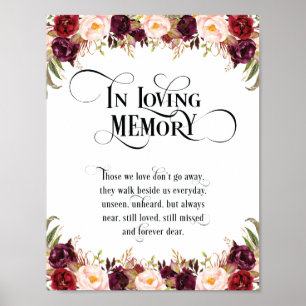 Señal de mesa conmemorativa de boda en memoria v6