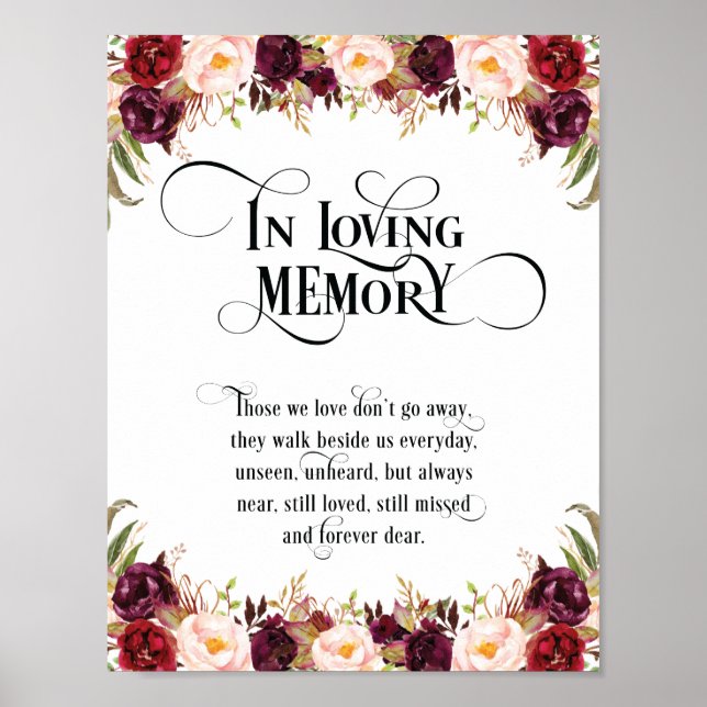 Señal de mesa conmemorativa de boda en memoria v6 (Frente)