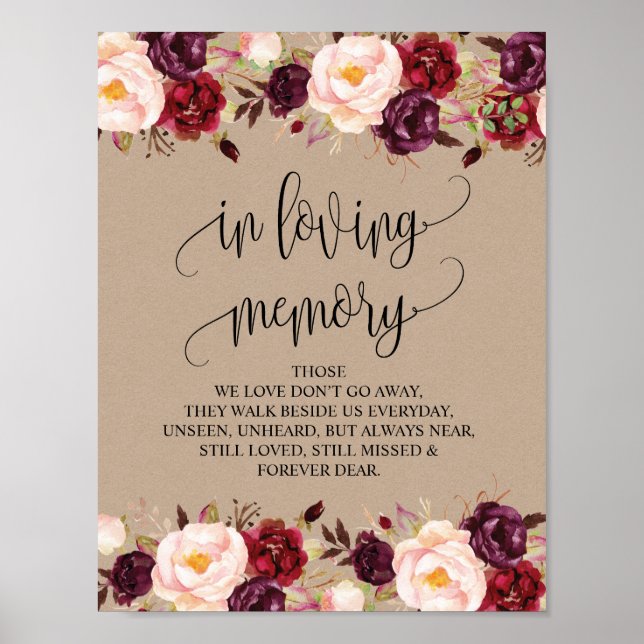Señal de mesa conmemorativa de boda en memoria v8 (Frente)