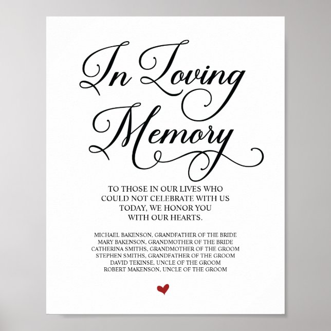 Señal de mesa conmemorativa en memoria amorosa en  (Frente)