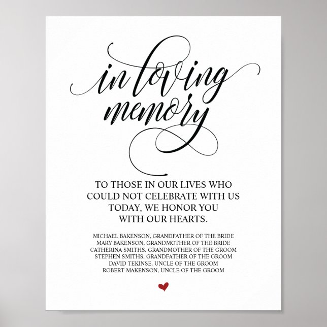 Señal de mesa conmemorativa en memoria amorosa en  (Frente)