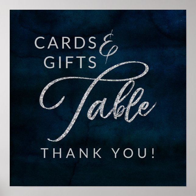 Señal de mesa de boda Tarjetas y regalos azul lust (Frente)