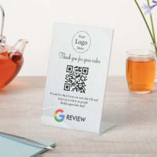 señal de mesa de código qr de reseñas modernas de