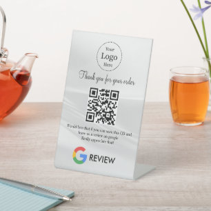 señal de mesa de código qr de reseñas modernas de