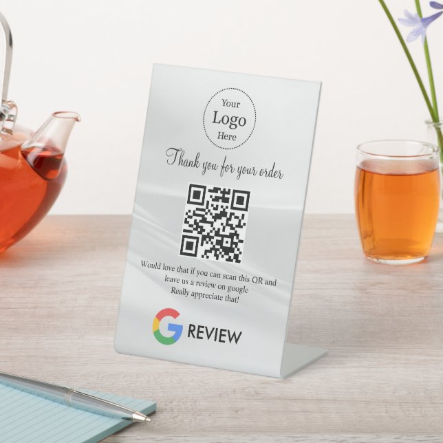 señal de mesa de código qr de reseñas modernas de  (In Situ)