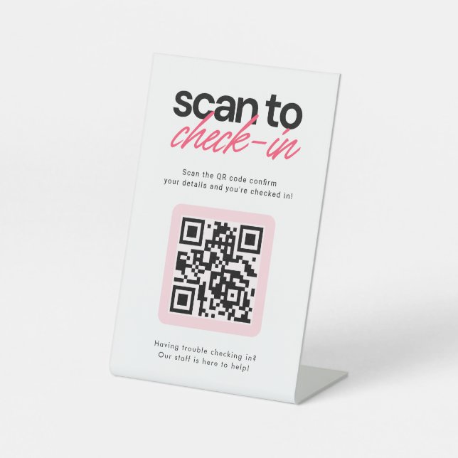 Señal de mesa de código QR para check-in empresari (Anverso)