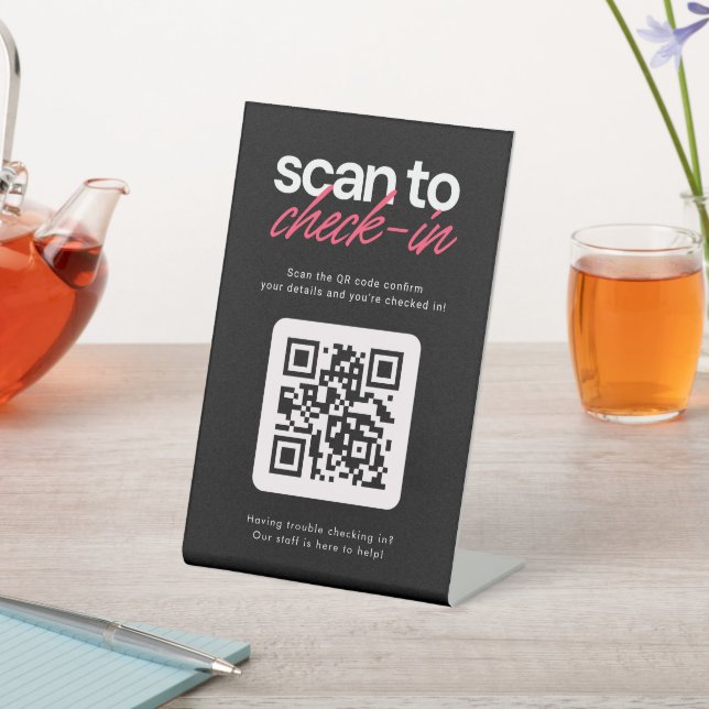 Señal de mesa de código QR para check-in empresari (In Situ)
