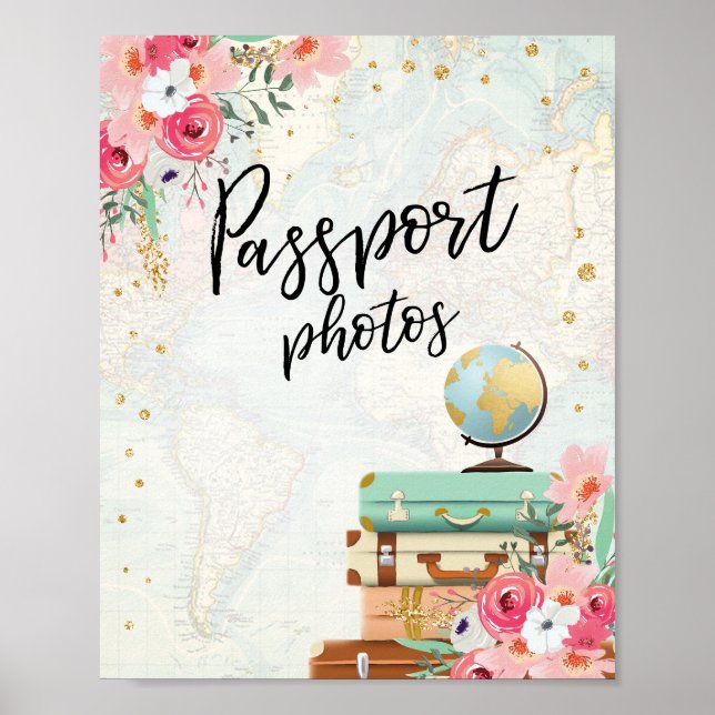señal de mesa de fotos de pasaporte Viaje Aventura (Frente)