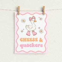 Señal de mesa de ganso tonto de queso y quackers