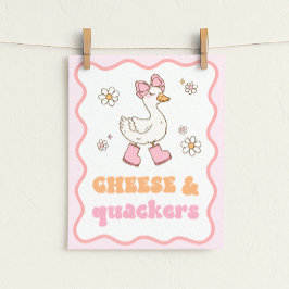 Señal de mesa de ganso tonto de queso y quackers