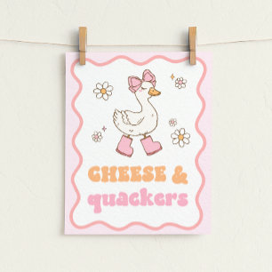Señal de mesa de ganso tonto de queso y quackers