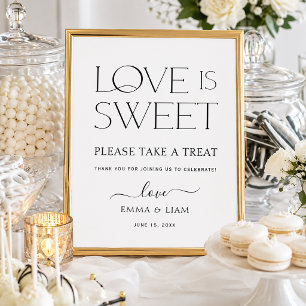 Señal de mesa de regalos de boda Black Love is Swe