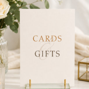 Señal de mesa de regalos de boda de cartulina marr