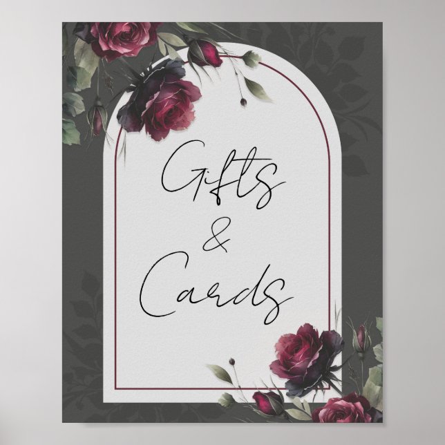 Señal de mesa de regalos florales de rosas rojas d (Frente)