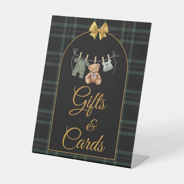 Señal de mesa de regalos y tarjetas Oso de peluche (Anverso)