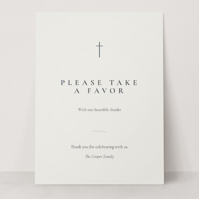 Señal de mesa Grace Stone Minimal Cross Take a Fav (Grace | Stone - Please Take a Favor 6.5 x 8.75" Card Sign)