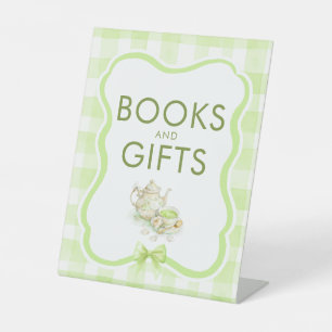 Señal de mesa para baby shower de té de libros y r