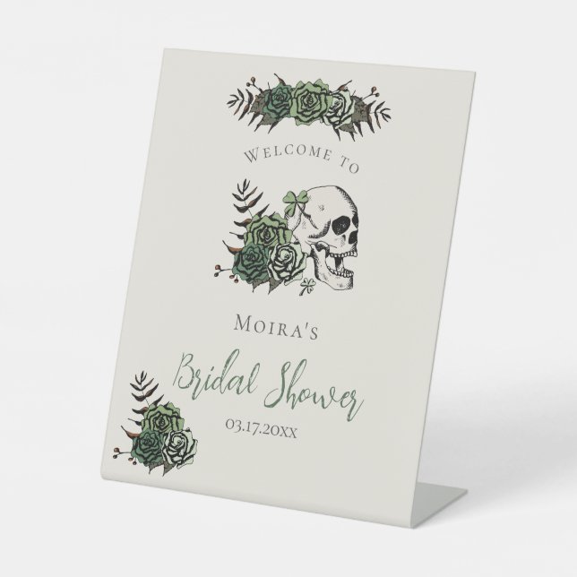 Señal de mesa para ducha de novia gótica de marfil (Anverso)